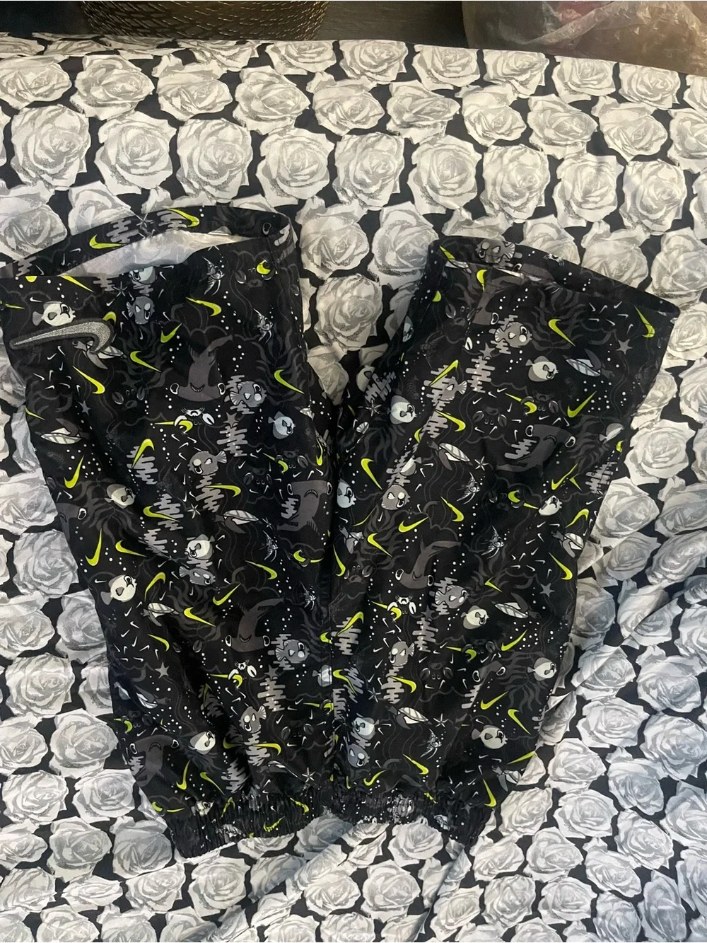 Nike Black and Neon Yellow Kids' Athletic Shorts